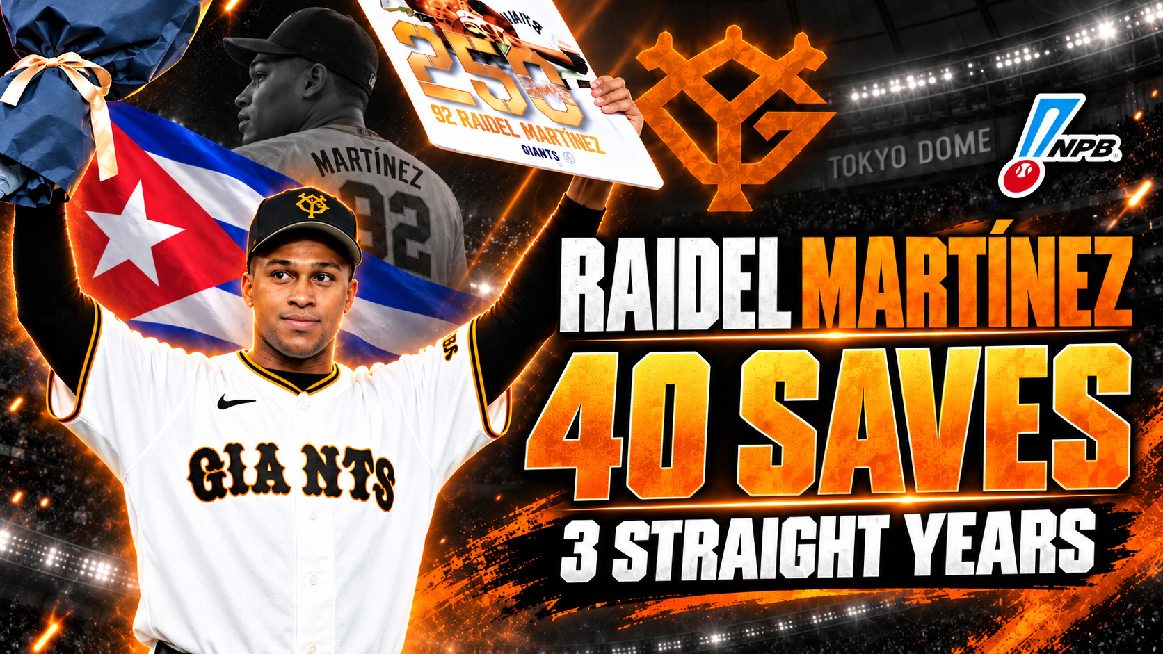 Raidel Martínez reaches 40 saves for the third consecutive season.